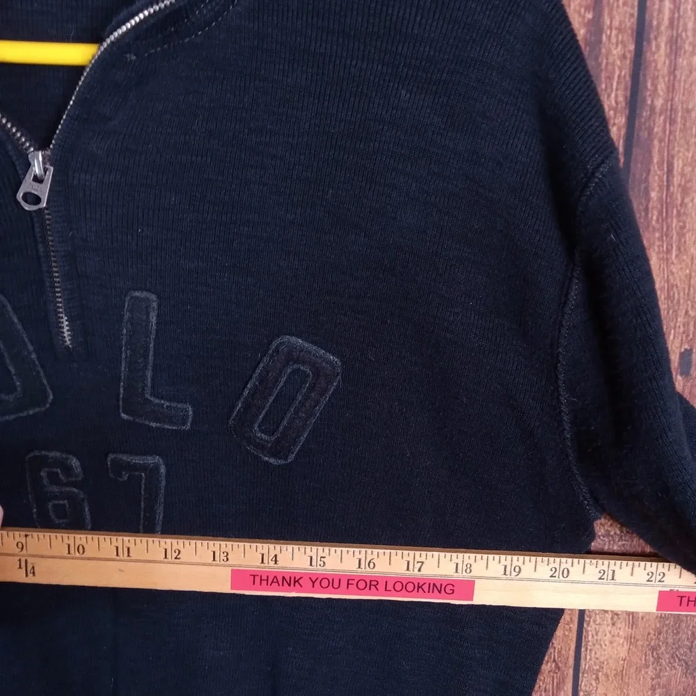 Polo Ralph Lauren Mens Navy Blue 100% Cotton Quarter Zip Polo 67 Sweater L
